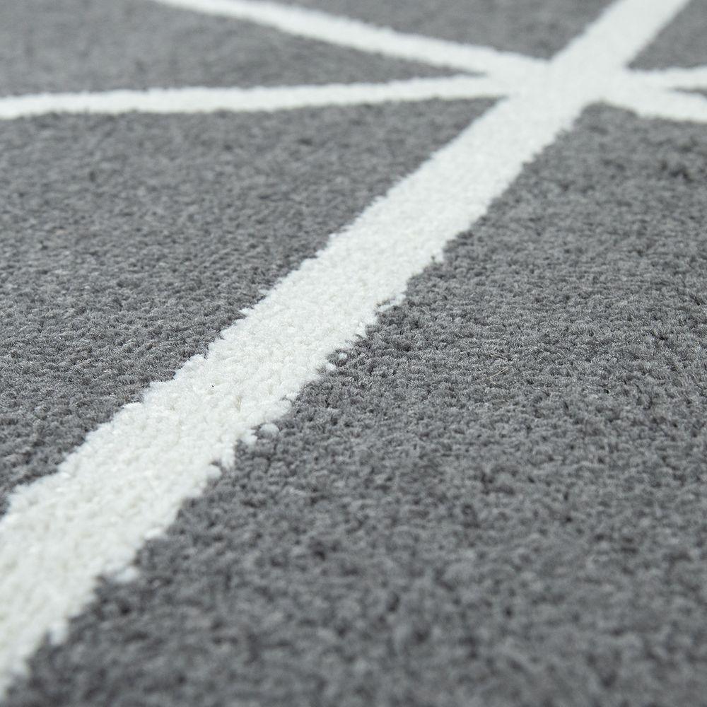 Modern Geometric Rug for Living-Room in Anthracite White RugYourHome