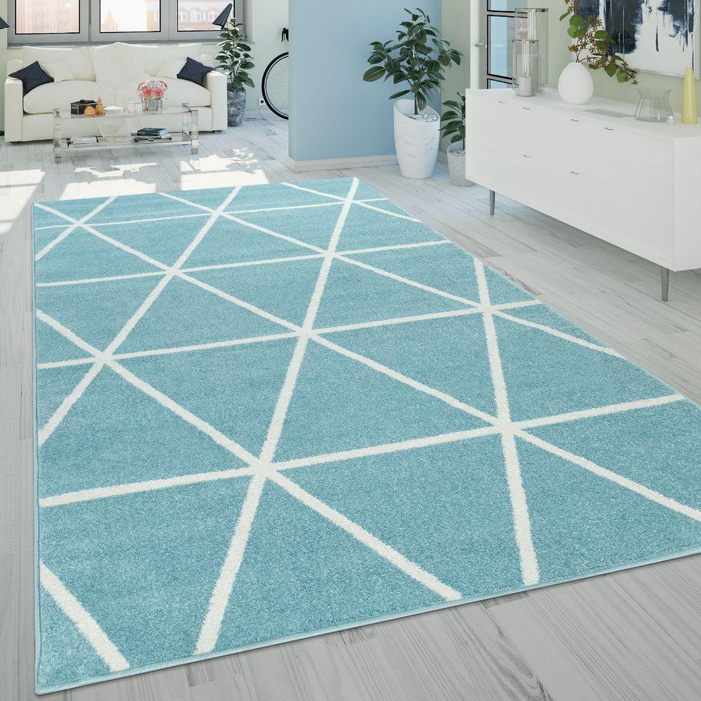Modern Geometric Rug for Living-Room in Light Blue RugYourHome