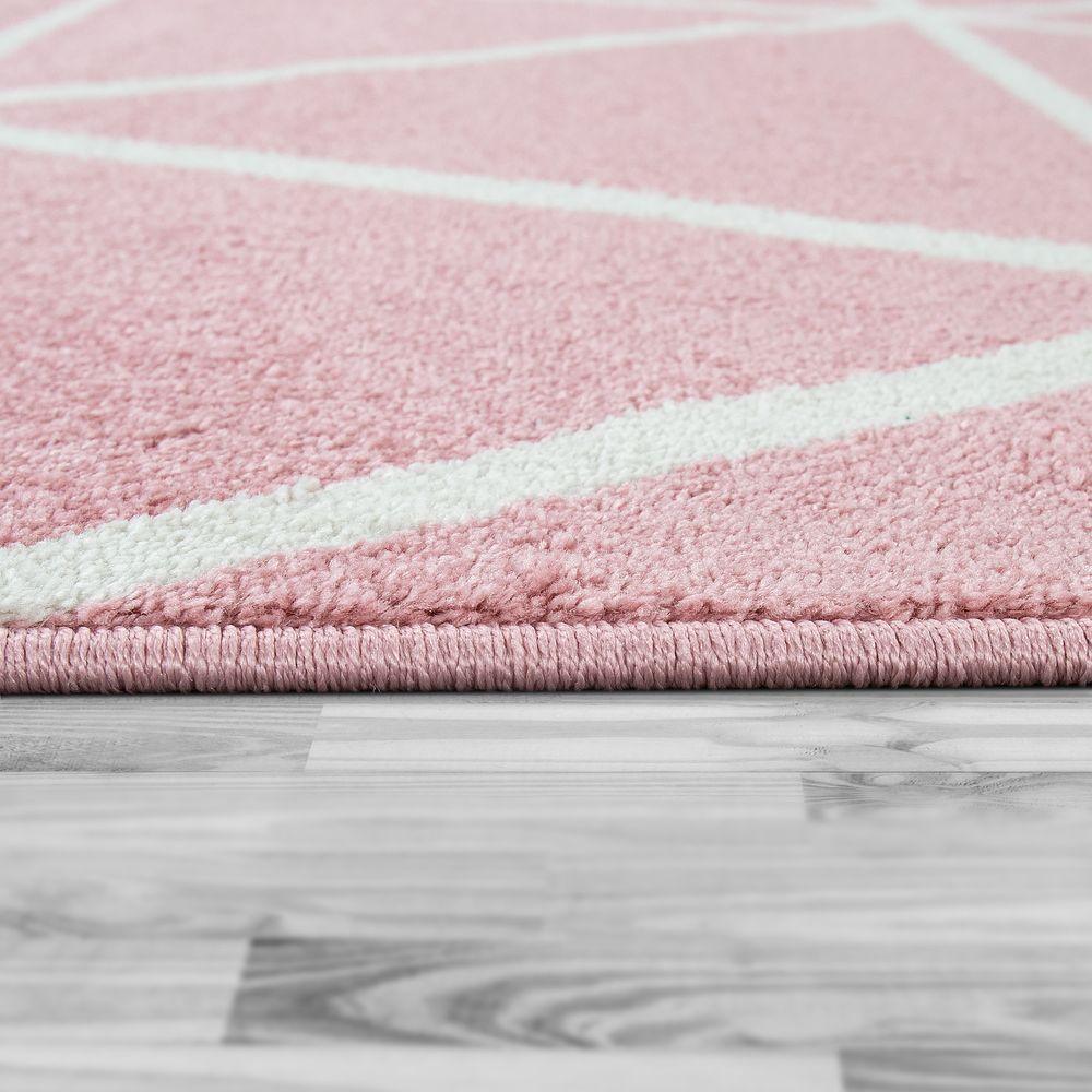 Modern Geometric Rug for Living-Room in Pink White RugYourHome