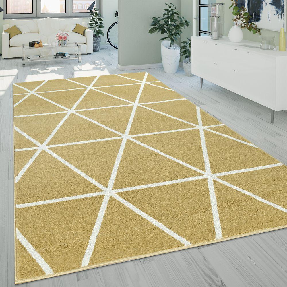 Modern Geometric Rug for Living-Room in Yellow White RugYourHome