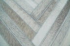 Modern Geometric Silver and Ivory Striped Genuine leather Pillow, Cushion | PL18 The Rug Decor