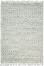 Modern Geometrical White Dhurrie Wool Area Rug