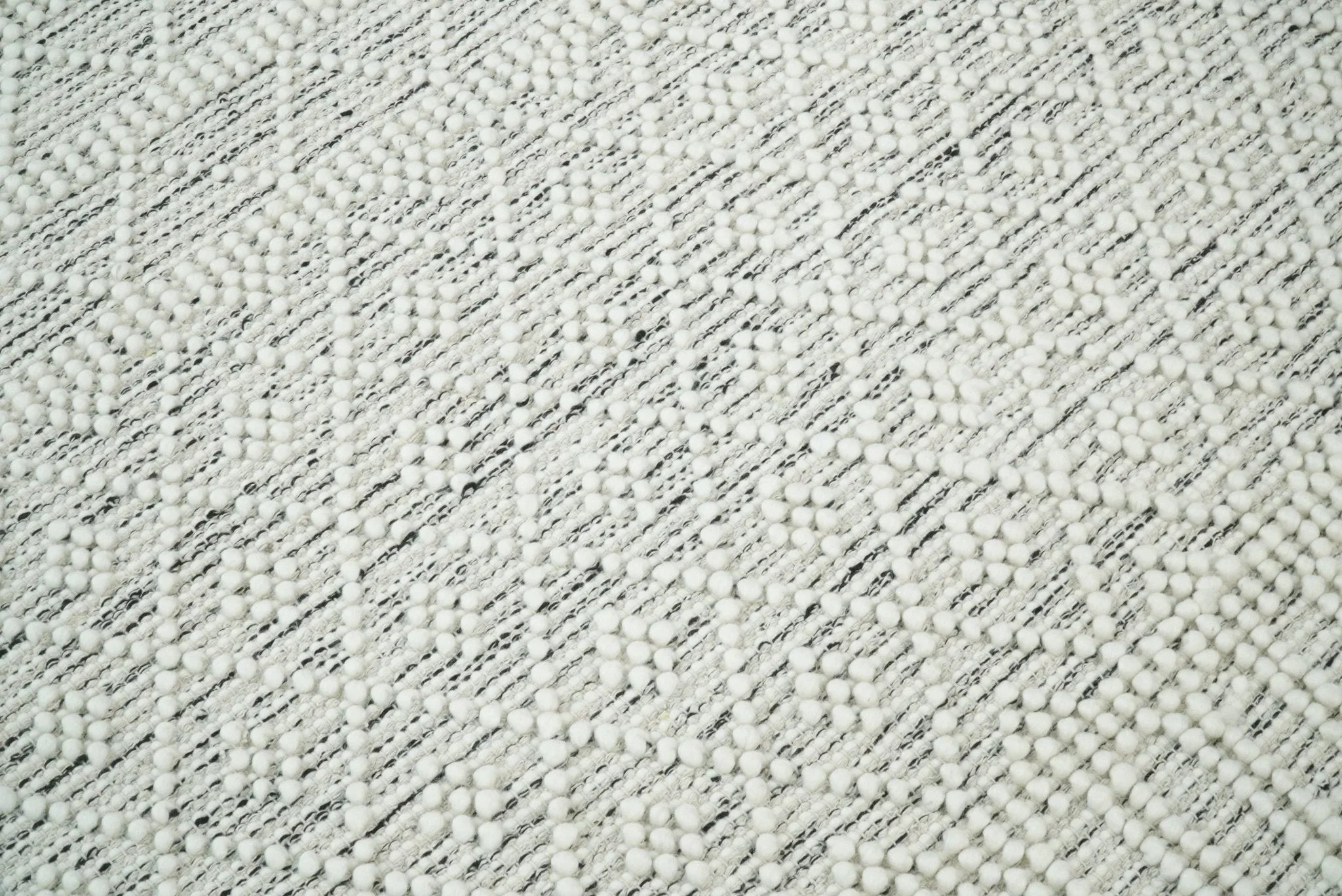 Modern Geometrical White Dhurrie Wool Area Rug