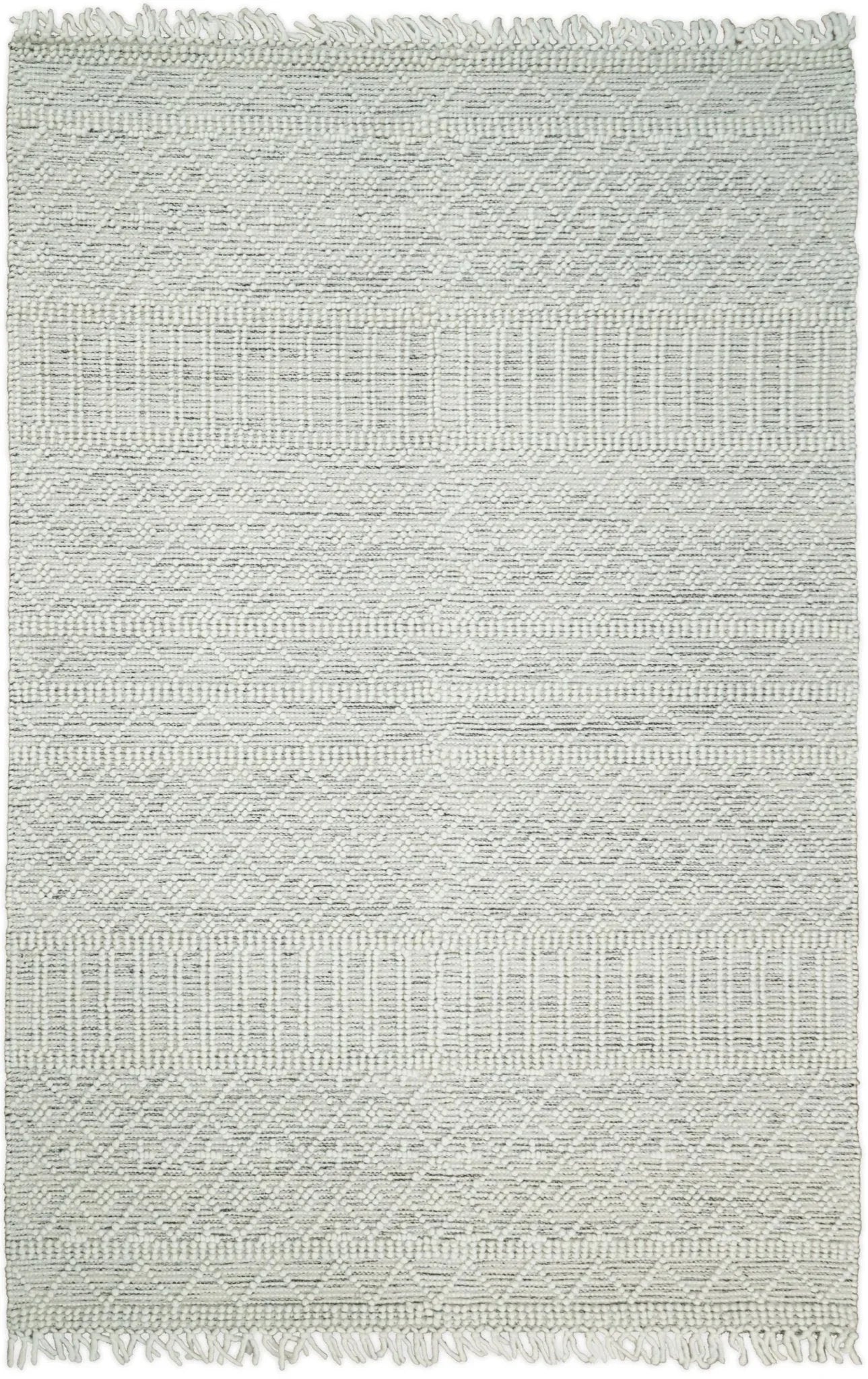 Modern Geometrical White Dhurrie Wool Area Rug