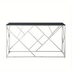 Modern Glass Console Table 55" - Sturdy Metal Frame & Black Tempered Glass Top, Chrome Finish, No Assembly Required, 27" Height for Living Room, Entryway, Bedroom - Contemporary Minimalist Design, Console Table for Living Roo House Of Avana