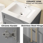 Modern Gray Wood Finish Bathroom Vanity with White Ceramic Sink