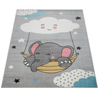 Kids Rug Nino Cute Elephant for Nursery in Grey RugYourHome