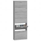 Modern Grey Sonoma Tall Shoe Cabinet with Ceiling-Mounted Design - Space-Saving Vertical Storage, Engineered Wood Construction, Multi-Functional Organizer with Shelves & Drawers for Entryway, Hallway, Small Spaces (59x17x169c House Of Avana