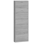 Modern Grey Sonoma Tall Shoe Cabinet with Ceiling-Mounted Design - Space-Saving Vertical Storage, Engineered Wood Construction, Multi-Functional Organizer with Shelves & Drawers for Entryway, Hallway, Small Spaces (59x17x169c House Of Avana
