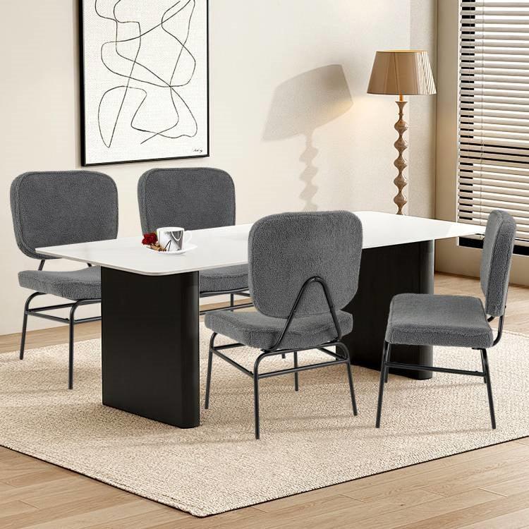 Modern Grey Upholstered Ergonomic Padded Accent Chair