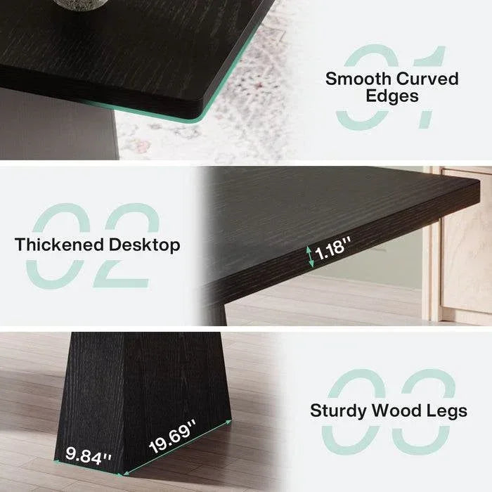 Modern Home Office Computer Desk Workstation in Black Wood Finish