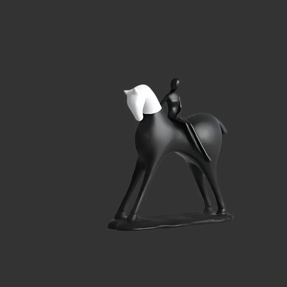 Bronze horse and rider statue, intricate metalwork design - House of Avana