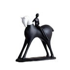 Bronze horse and rider statue, intricate metalwork design - House of Avana