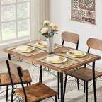 Modern Industrial 5-Piece Dining Set with Wood Top Table and 4 Chairs