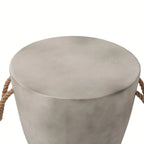 Concrete Outdoor End Table, 17'' Hemp Rope Side Table, Light Gray, Farmhouse Style, Modern Art Patio... - House Of Avana [[SKU:HOA-END-007]]