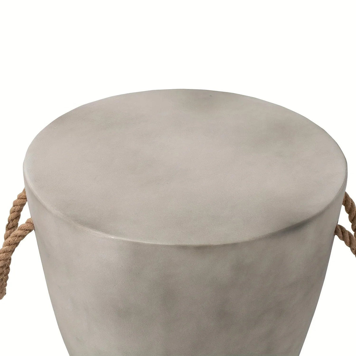 Concrete Outdoor End Table, 17'' Hemp Rope Side Table, Light Gray, Farmhouse Style, Modern Art Patio... - House Of Avana [[SKU:HOA-END-007]]