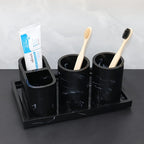 Modern Marble Look Ink-Style 5pcs Bathroom Accessory Set with Rectangular Tray, Toothbrush Holder, Tumbler, and Lotion Dispenser Set House Of Avana [[SKU:HOA-BAT-412]]