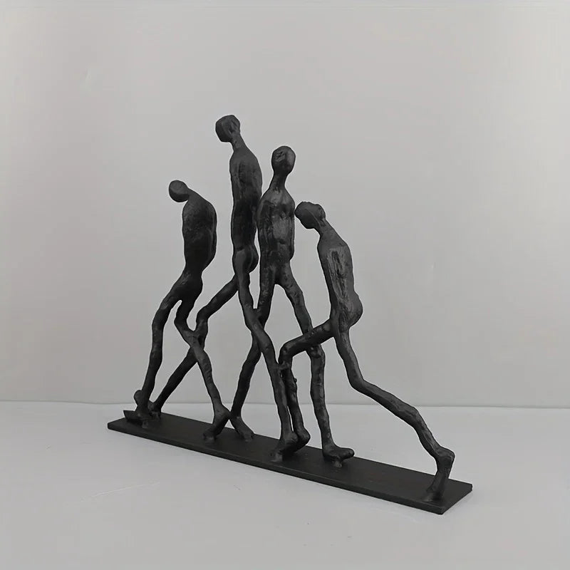 Modern Metal Sculpture: Abstract Human Figures, Indoor Decor, No Electricity Required - House Of Avana