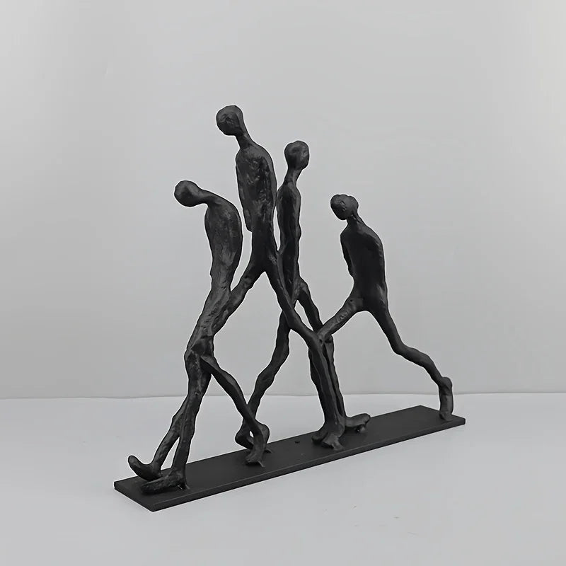 Modern Metal Sculpture: Abstract Human Figures, Indoor Decor, No Electricity Required - House Of Avana