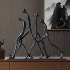 Modern Metal Sculpture - Minimalist Ascending Figures, front view - House Of Avana