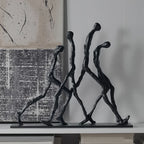 Modern Metal Sculpture - Minimalist Ascending Figures, back view - House Of Avana