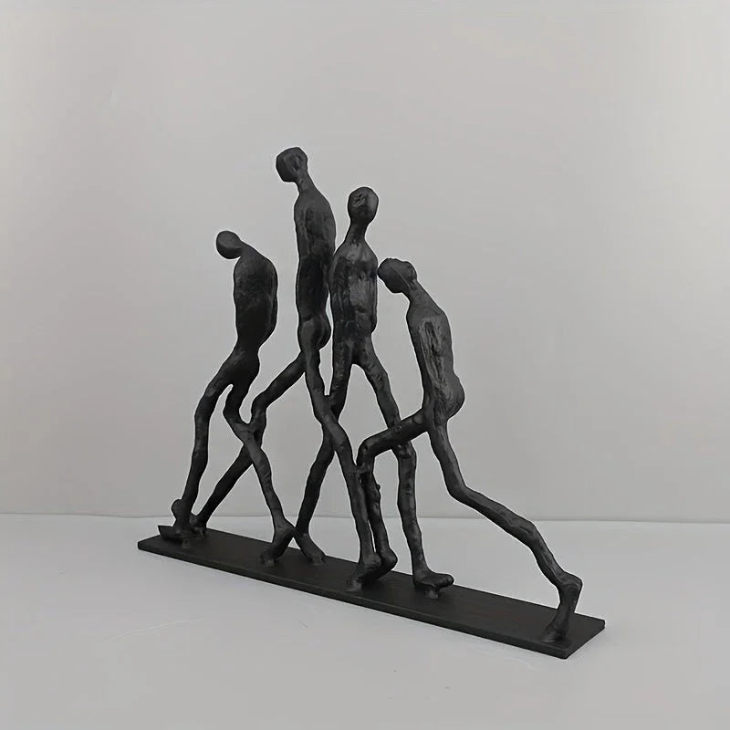 Modern Metal Sculpture - Minimalist Ascending Figures, side view - House Of Avana