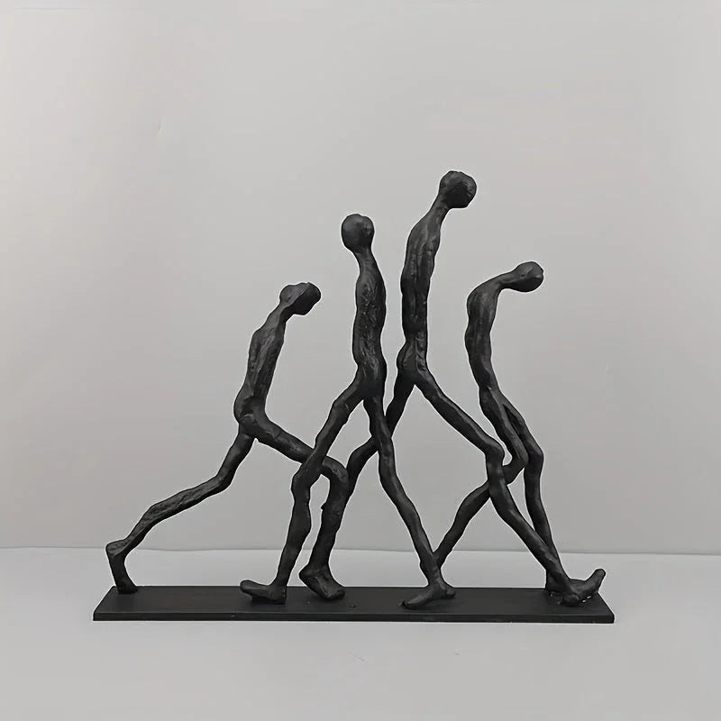 Modern Metal Sculpture - Minimalist Ascending Figures, top view - House Of Avana