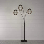 Modern Mid-Century Bohemian 82-inch Arch Floor Lamp with 3 Barrel Lights