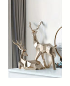 Modern Minimalist Resin Deer & Reindeer Sculpture - & Golden Abstract Animal Figurine, Elegant Home Decor for Living Room, Bedroom, Office, Christmas, Indoor Decoration, Scandinavian Style, Decorative Figurine, Office Decorat House Of Avana