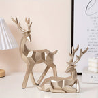 Modern Minimalist Resin Deer & Reindeer Sculpture - & Golden Abstract Animal Figurine, Elegant Home Decor for Living Room, Bedroom, Office, Christmas, Indoor Decoration, Scandinavian Style, Decorative Figurine, Office Decorat House Of Avana