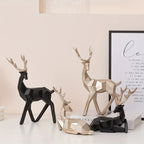 Modern Minimalist Resin Deer & Reindeer Sculpture - & Golden Abstract Animal Figurine, Elegant Home Decor for Living Room, Bedroom, Office, Christmas, Indoor Decoration, Scandinavian Style, Decorative Figurine, Office Decorat House Of Avana