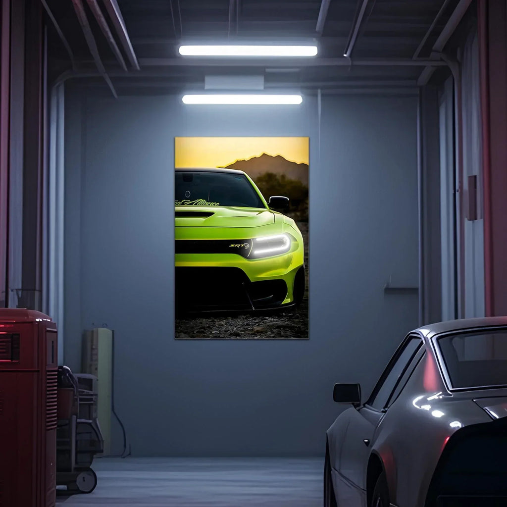 Modern Muscle Car Neon Wall Art - UV Printed LED Plexiglass Sign for Garage, Man Cave & Racing Fans - Adjustable Light and Free Shipping Peony Atelier