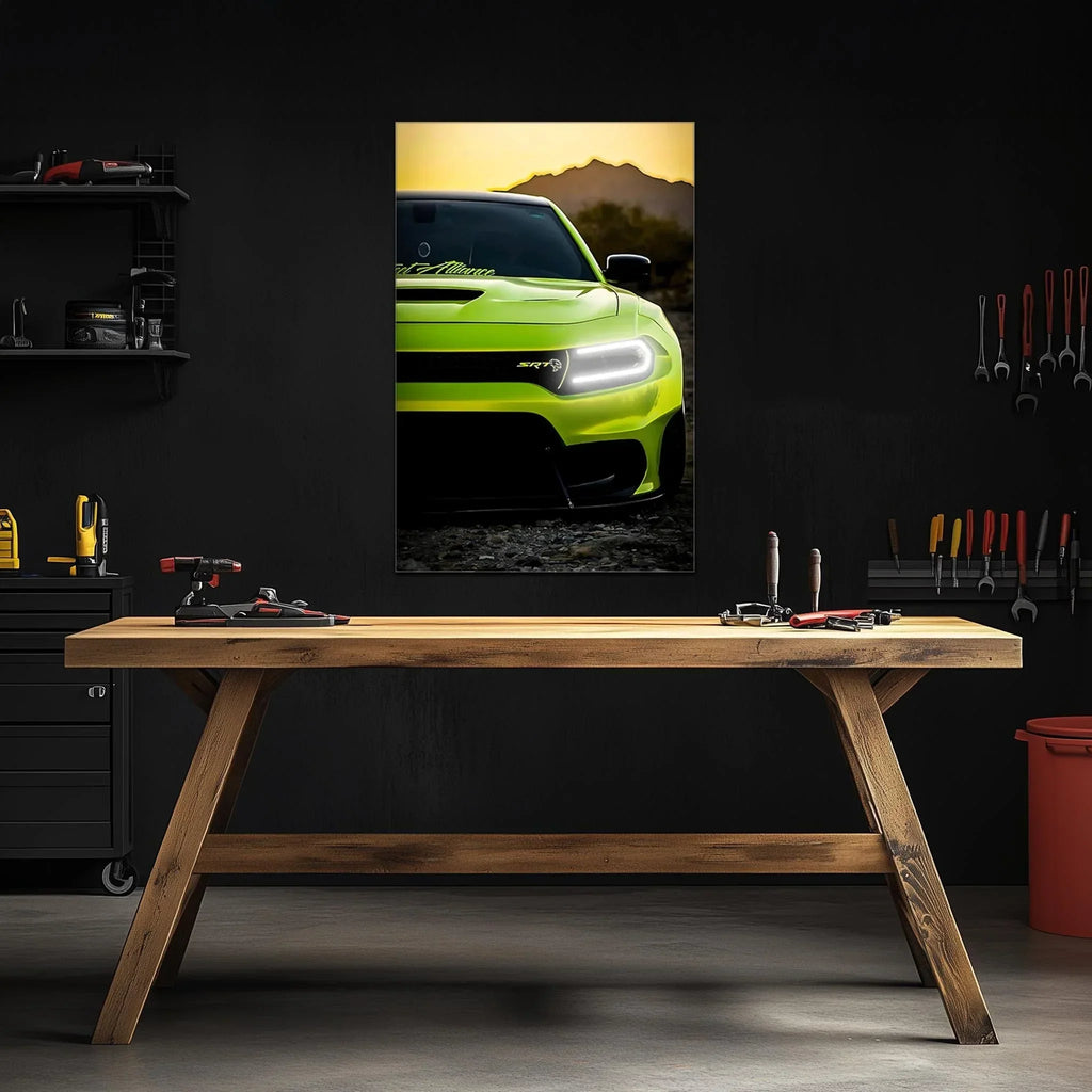 Modern Muscle Car Neon Wall Art - UV Printed LED Plexiglass Sign for Garage, Man Cave & Racing Fans - Adjustable Light and Free Shipping Peony Atelier
