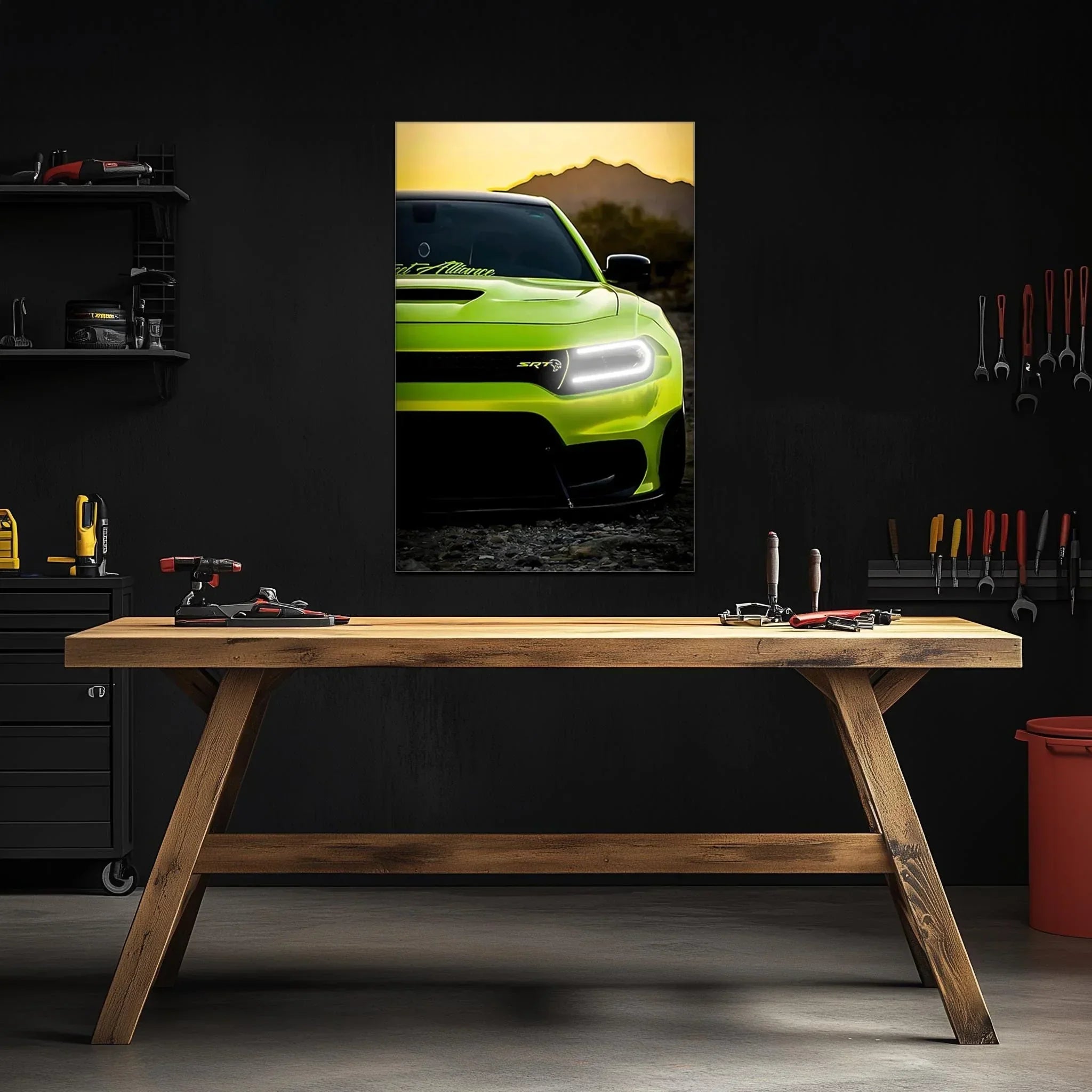 Modern Muscle Car Neon Wall Art - UV Printed LED Plexiglass Sign for Garage, Man Cave & Racing Fans - Adjustable Light and Free Shipping Peony Atelier