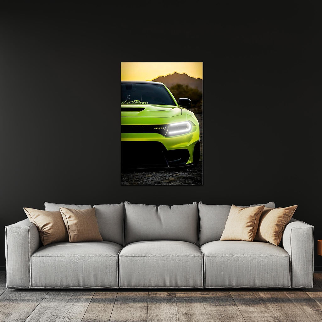 Modern Muscle Car Neon Wall Art - UV Printed LED Plexiglass Sign for Garage, Man Cave & Racing Fans - Adjustable Light and Free Shipping Peony Atelier