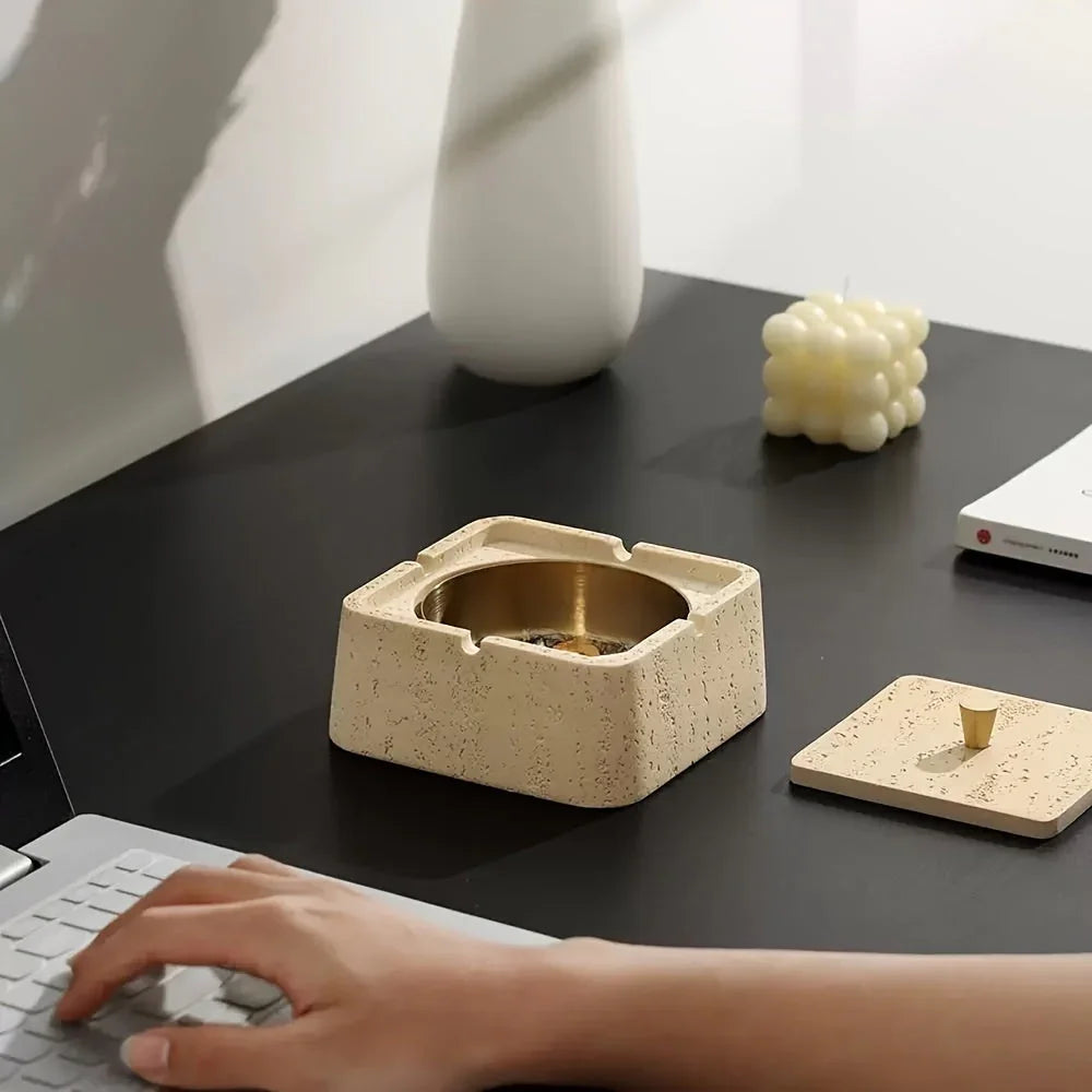 Modern Resin Ashtray with Lid - Rectangular, Durable & Stylish for Home or Office Decor, Perfect for Holding Cigarettes and Ash, Office Decor Accessory | Minimalist Design | Smooth Finish, Cigarette Holder House Of Avana
