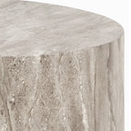 Dice Round Coffee Table Set in Grey Marble or Light Travertine Effect House Of Avana
