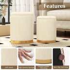 Velvet Storage Ottoman Set of 2 Modern Round Ottoman w/ Storage for Living Room House Of Avana