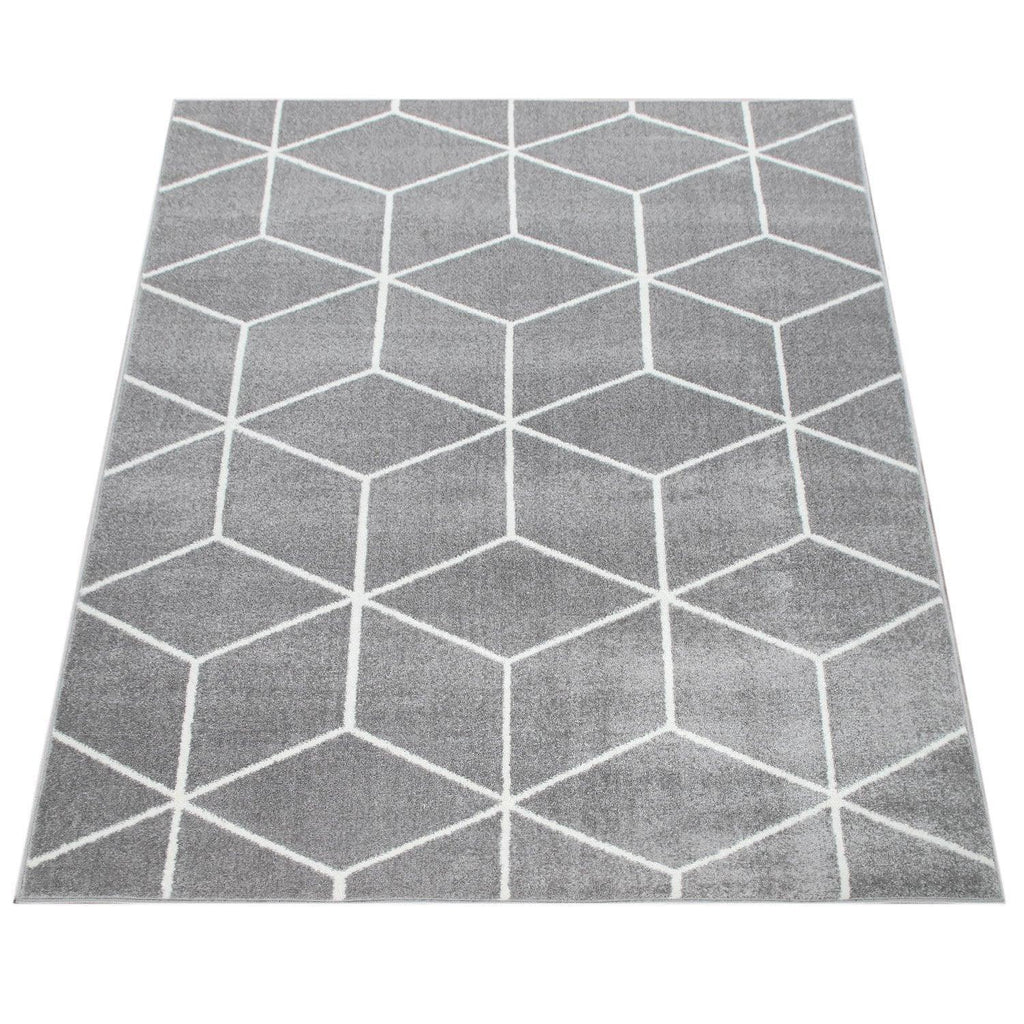 Modern Rug Stella Geometric Design - Grey White RugYourHome