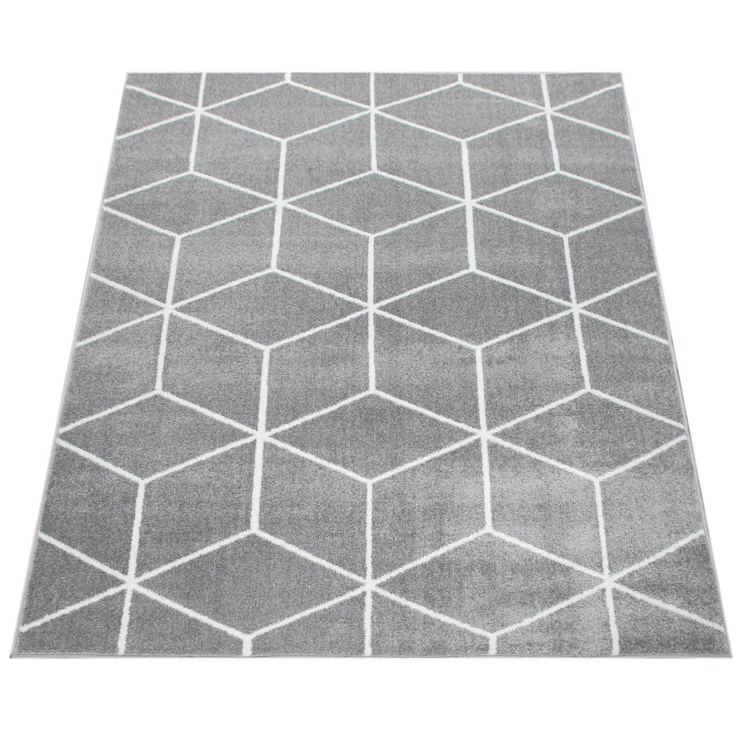 Modern Rug Stella Geometric Design - Grey White RugYourHome