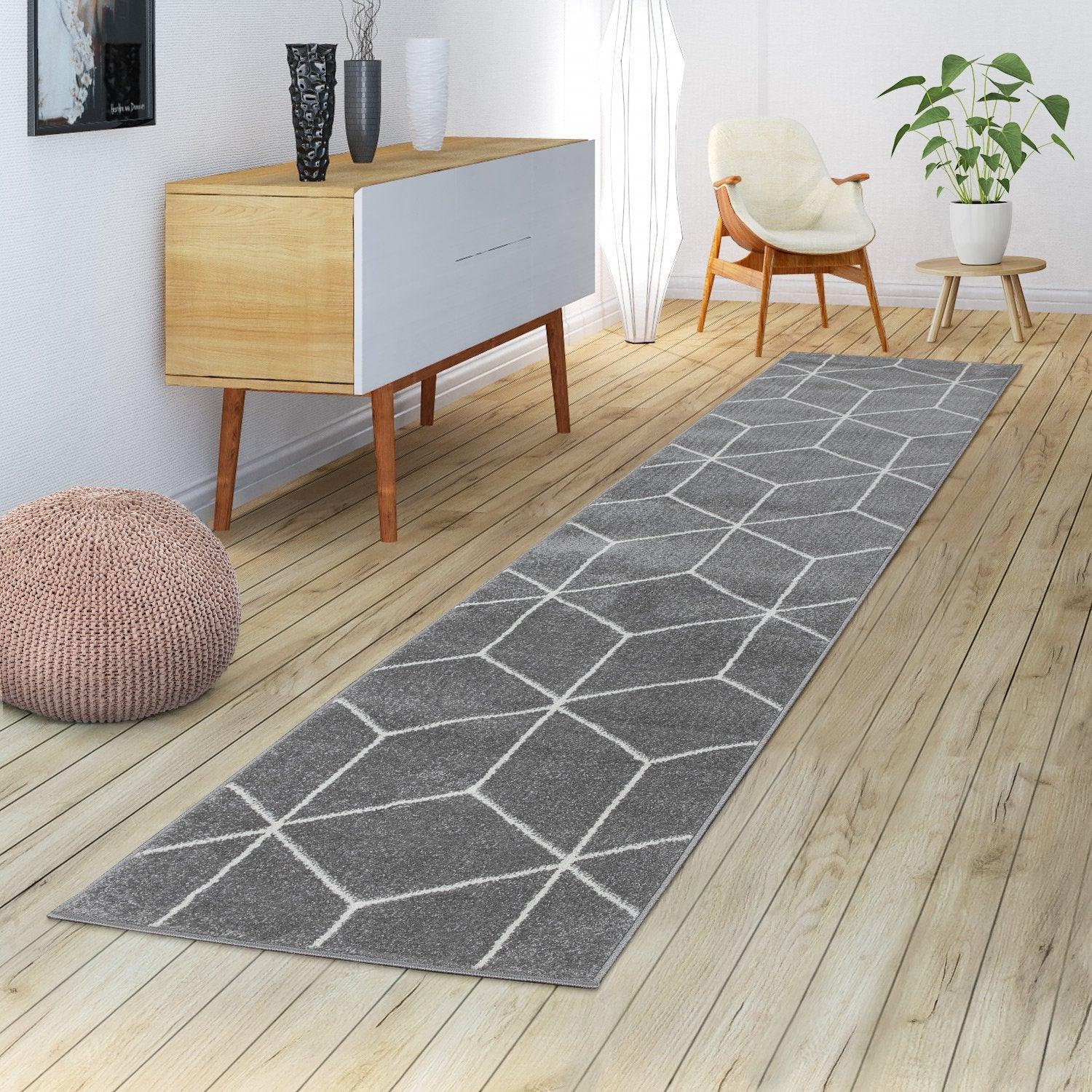 Modern Rug Stella Geometric Design - Grey White RugYourHome