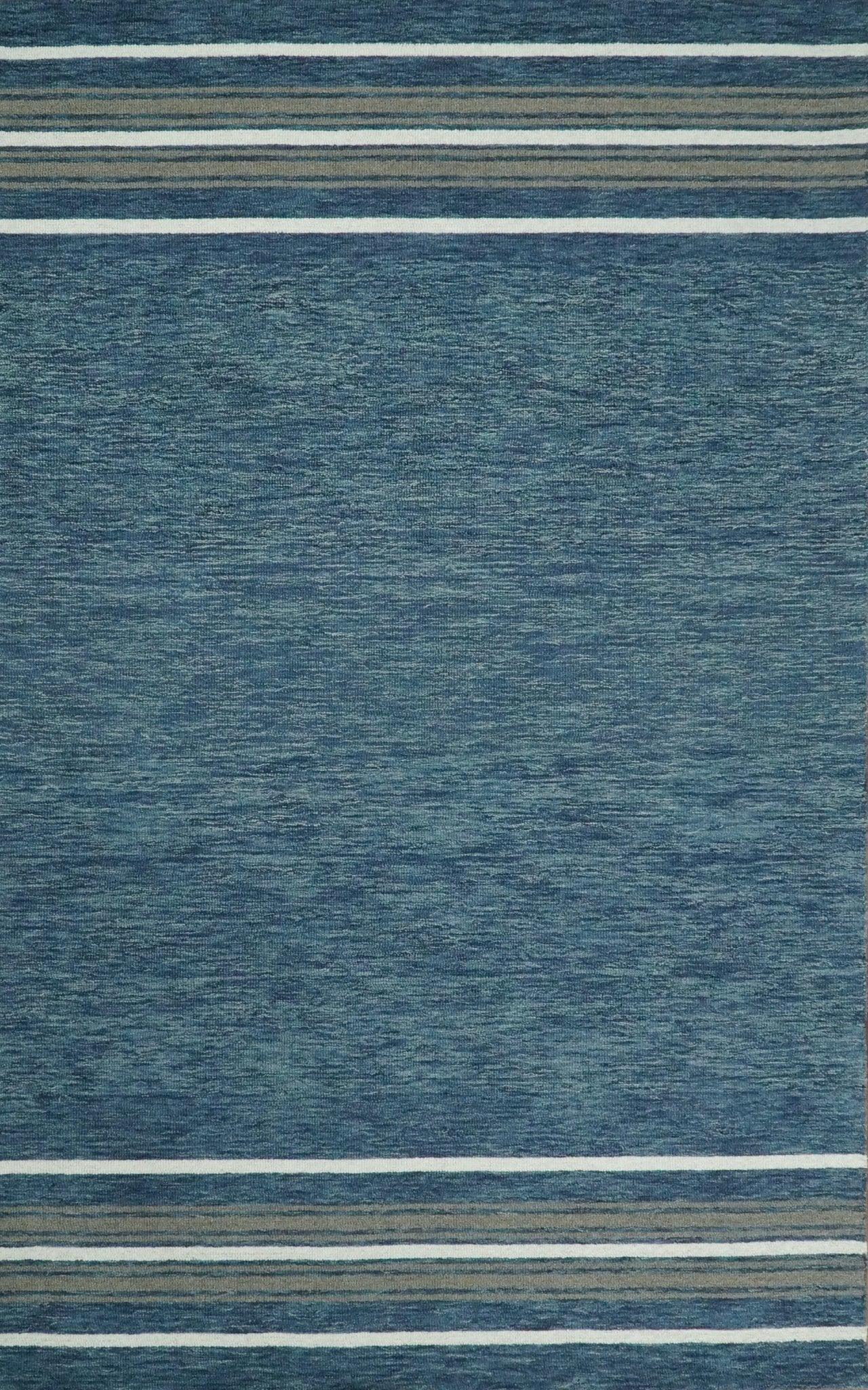 Modern Solid Design Blue Hand Tufted Wool Area Rug