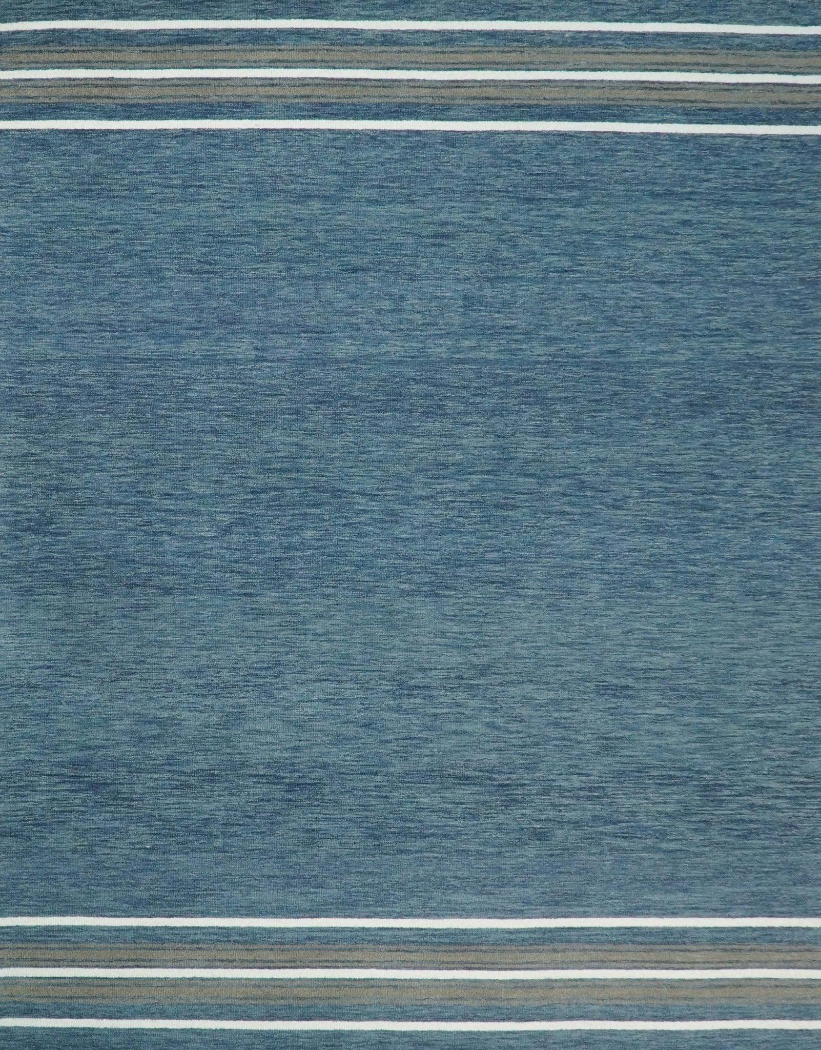 Modern Solid Design Blue Hand Tufted Wool Area Rug