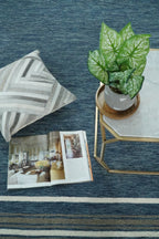 Modern Solid Design Blue Hand Tufted Wool Area Rug