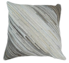 Modern Stripes Ivory and Gray Genuine Leather Accent Pillow, Cushion | PL17 The Rug Decor