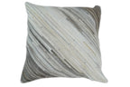 Modern Stripes Ivory and Gray Genuine Leather Accent Pillow, Cushion | PL17 The Rug Decor