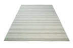 Modern Stripes Pattern Grey and Ivory Hand Tufted Wool Area Rug