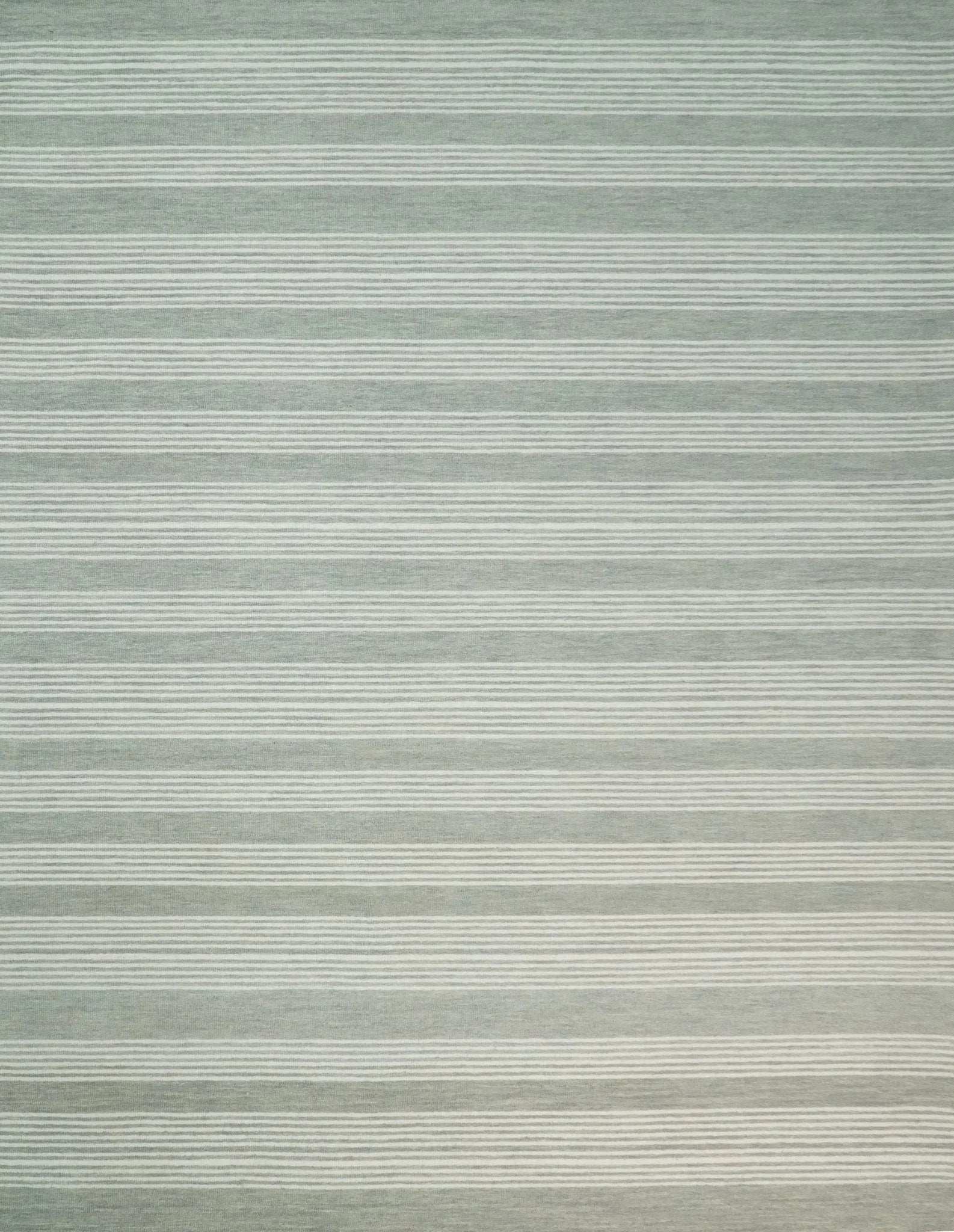 Modern Stripes Pattern Grey and Ivory Hand Tufted Wool Area Rug
