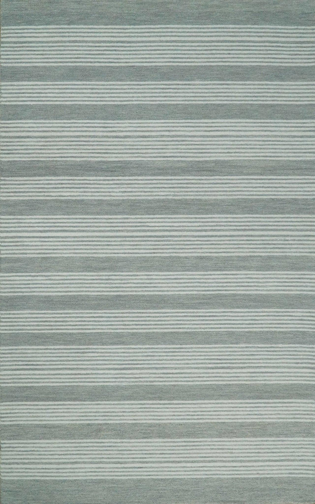 Modern Stripes Pattern Grey and Ivory Hand Tufted Wool Area Rug
