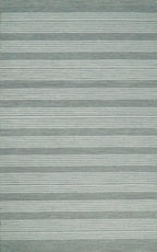 Modern Stripes Pattern Grey and Ivory Hand Tufted Wool Area Rug